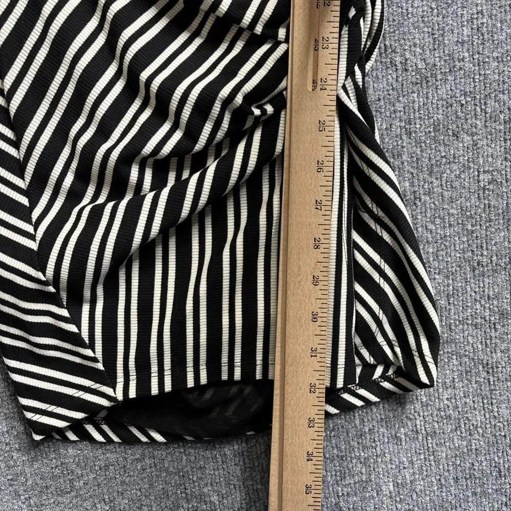 By Anthropologie Sleeveless Mock-Neck Rib Knit Bodycon Dress Black White XXS NWT